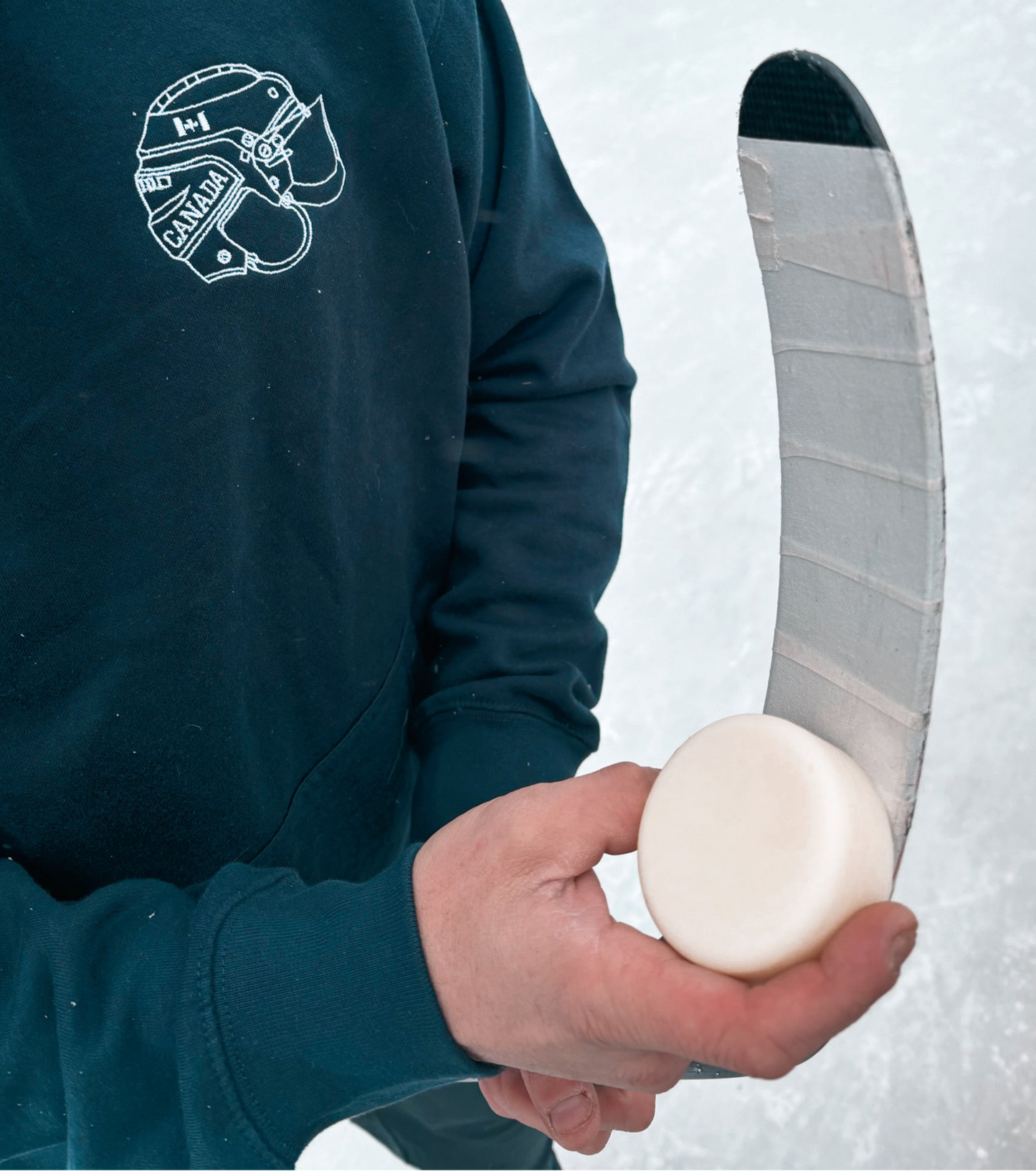 Here it shows me using the wax on my recent tape job. AS you can see it is very easy to apply. I am also wearing ur yet to be released embroidered Hockey Brothers Hoodie with the signature logo piece of our hockey helmet.